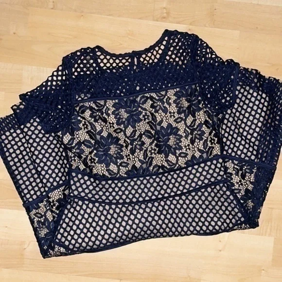 US ANGELS Girls' Color Block Lace Panel Dress in Navy size 14 gently preloved - Picture 11 of 11